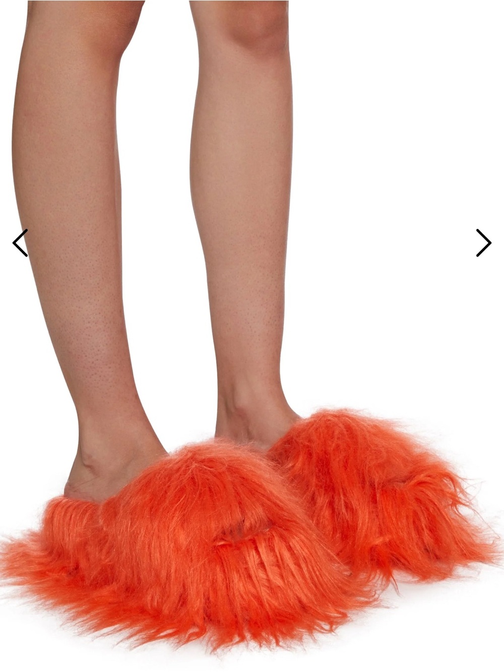 Current Mood x Dolls Kill - Case of the Grumpies Fuzzy Slides - Orange - Size 12